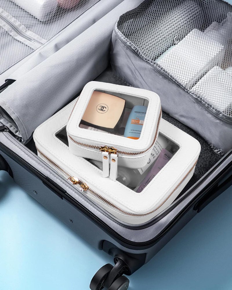 LETGO Clear Makeup Bags Set - TSA Approved Toiletry Bag with Handle Large Opening, Clear Toiletry Bags Case Pouch for Traveling Travel Car Orangizer Storage Essentials (Mini+Large White) - Image 4